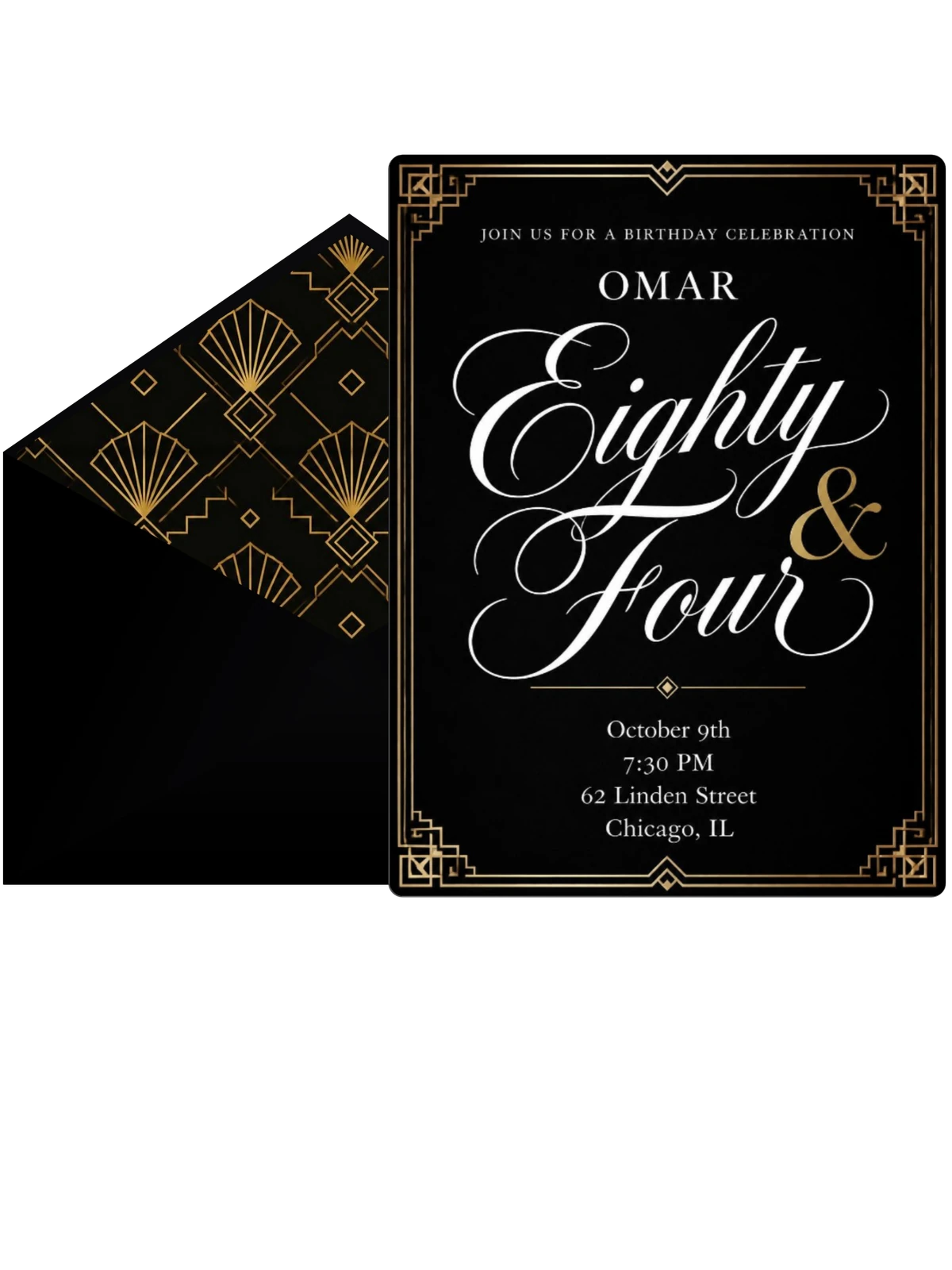 Art Deco 84th Birthday Invitation