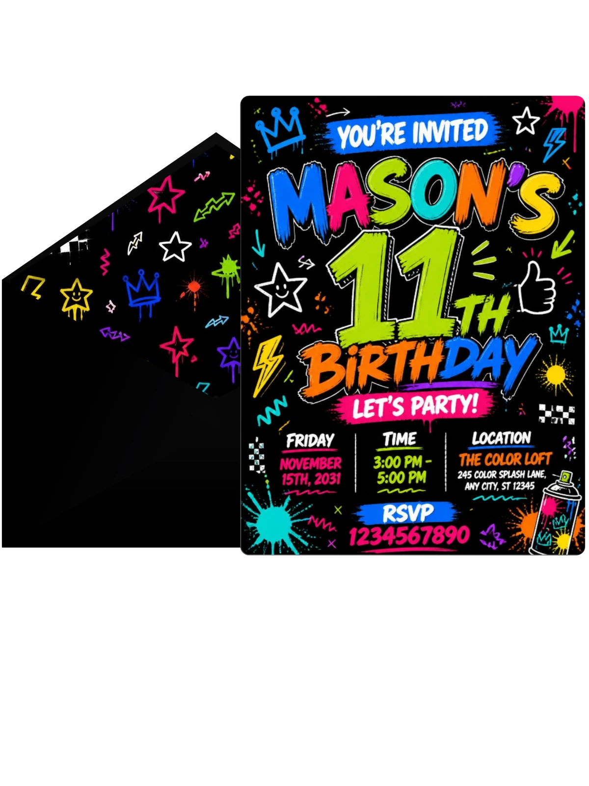 Graffiti Street Art 11th Birthday Invitation