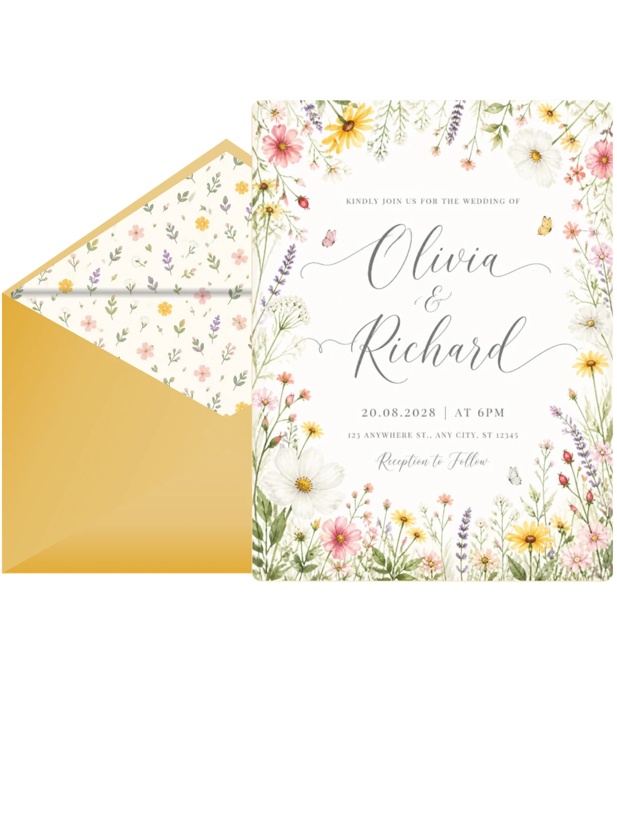 Wildflower Meadow Botanical Wedding Invitation