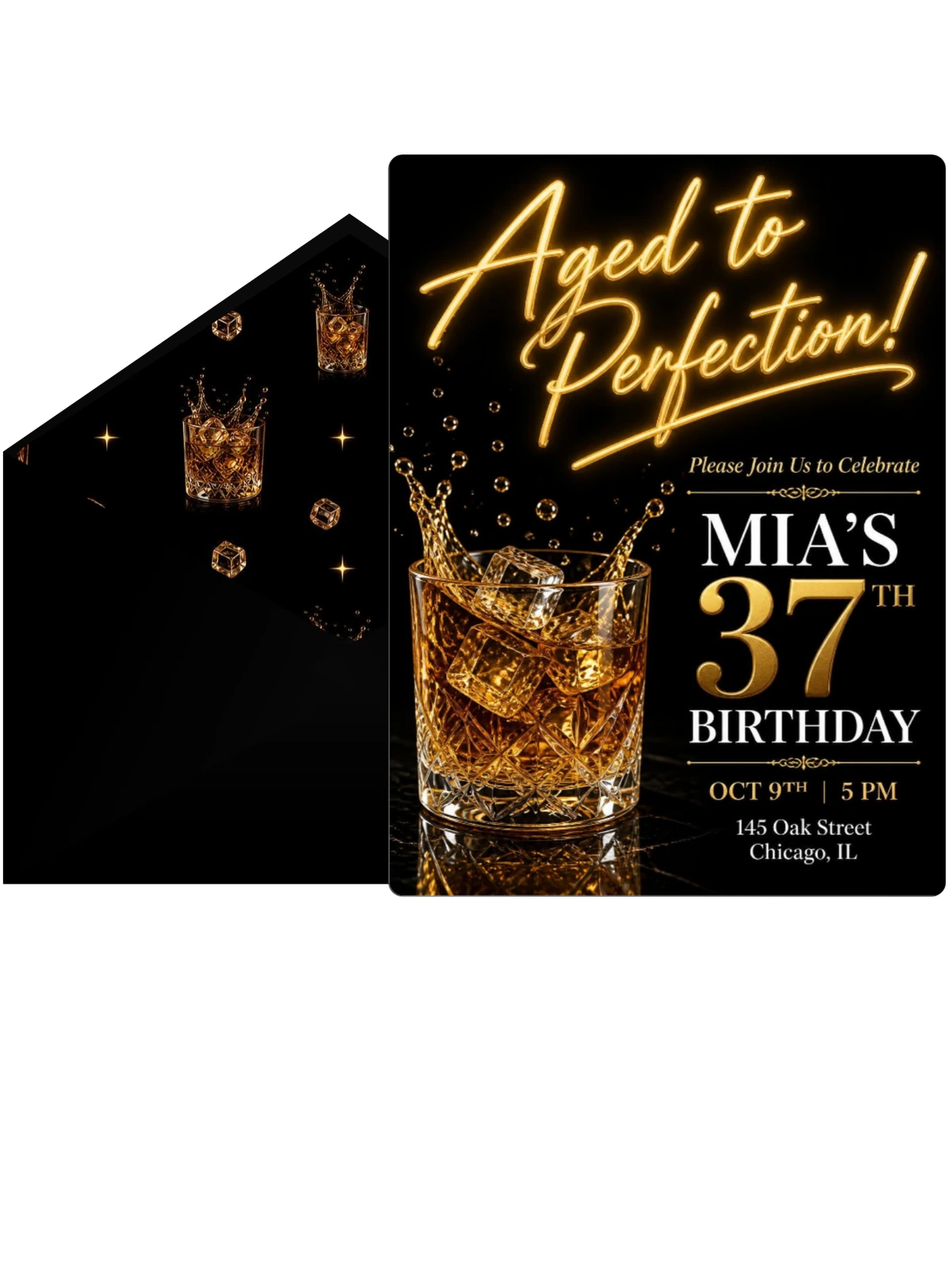 Whiskey Lowball 37th Birthday Invitation