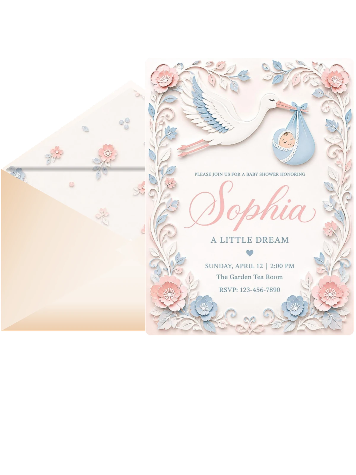 Pink and Blue Stork Baby Shower