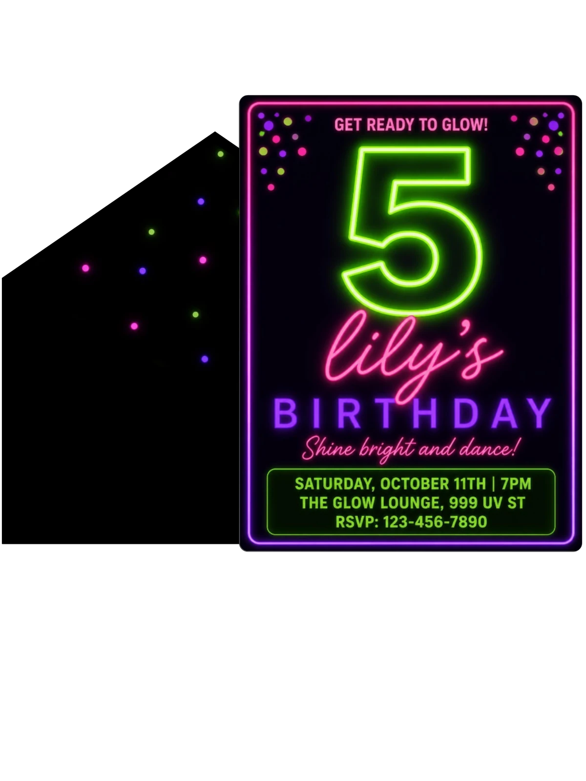 Neon Glow Number 5th Birthday Party