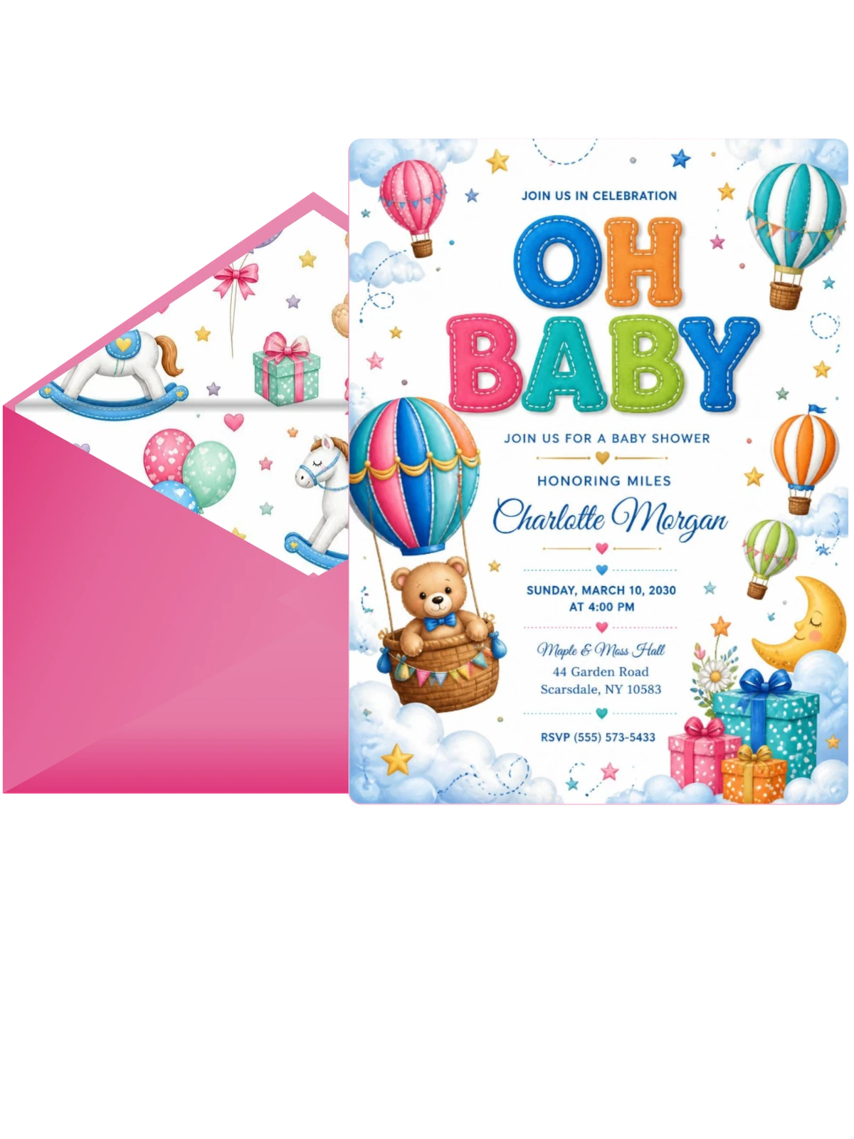 Boxes Flowers Baby Shower Invitation