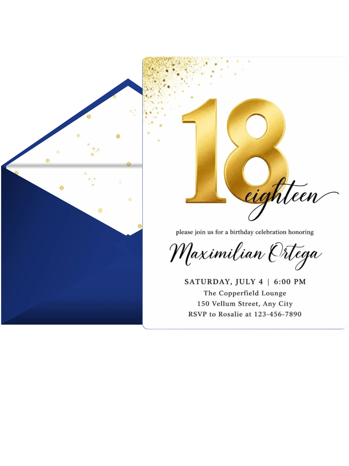 Gold 3D Numeral 18th Birthday