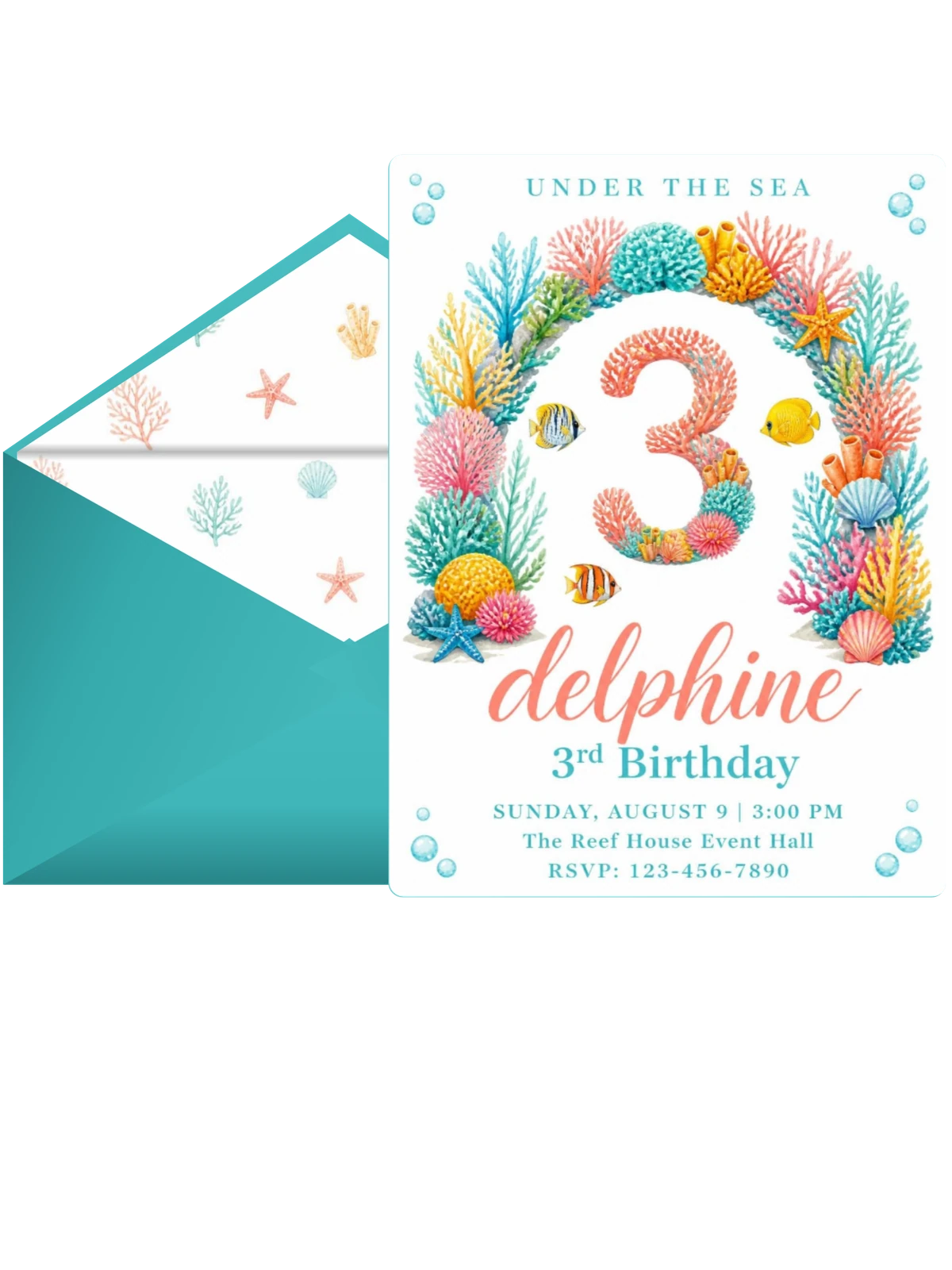 Watercolor Coral Reef 3rd Birthday