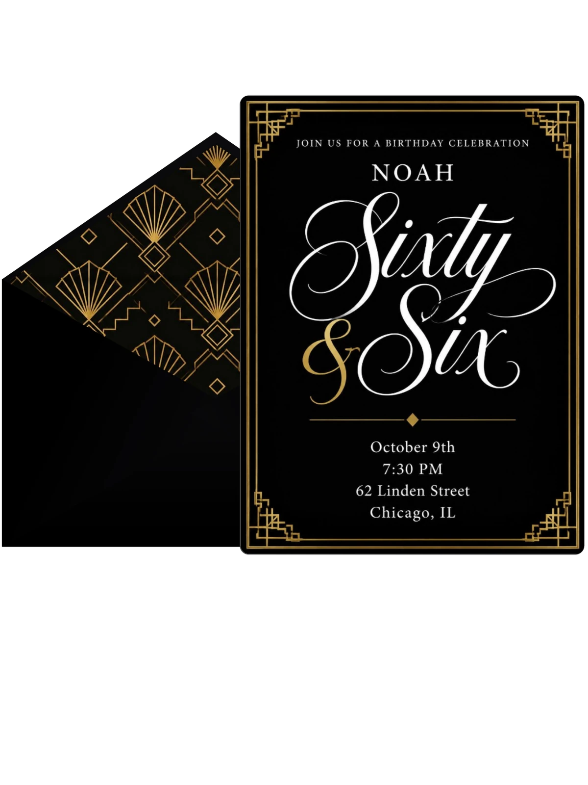Art Deco 66th Birthday Invitation
