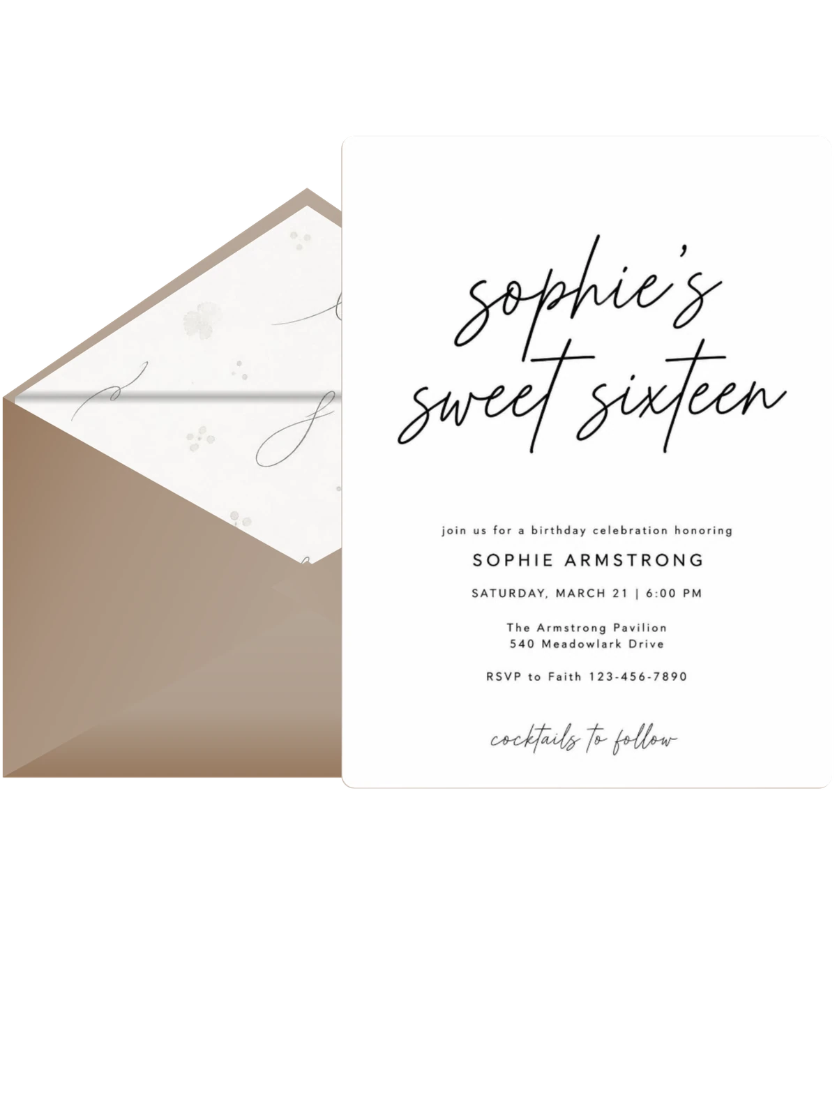 Minimalist Black and White Sweet Sixteen
