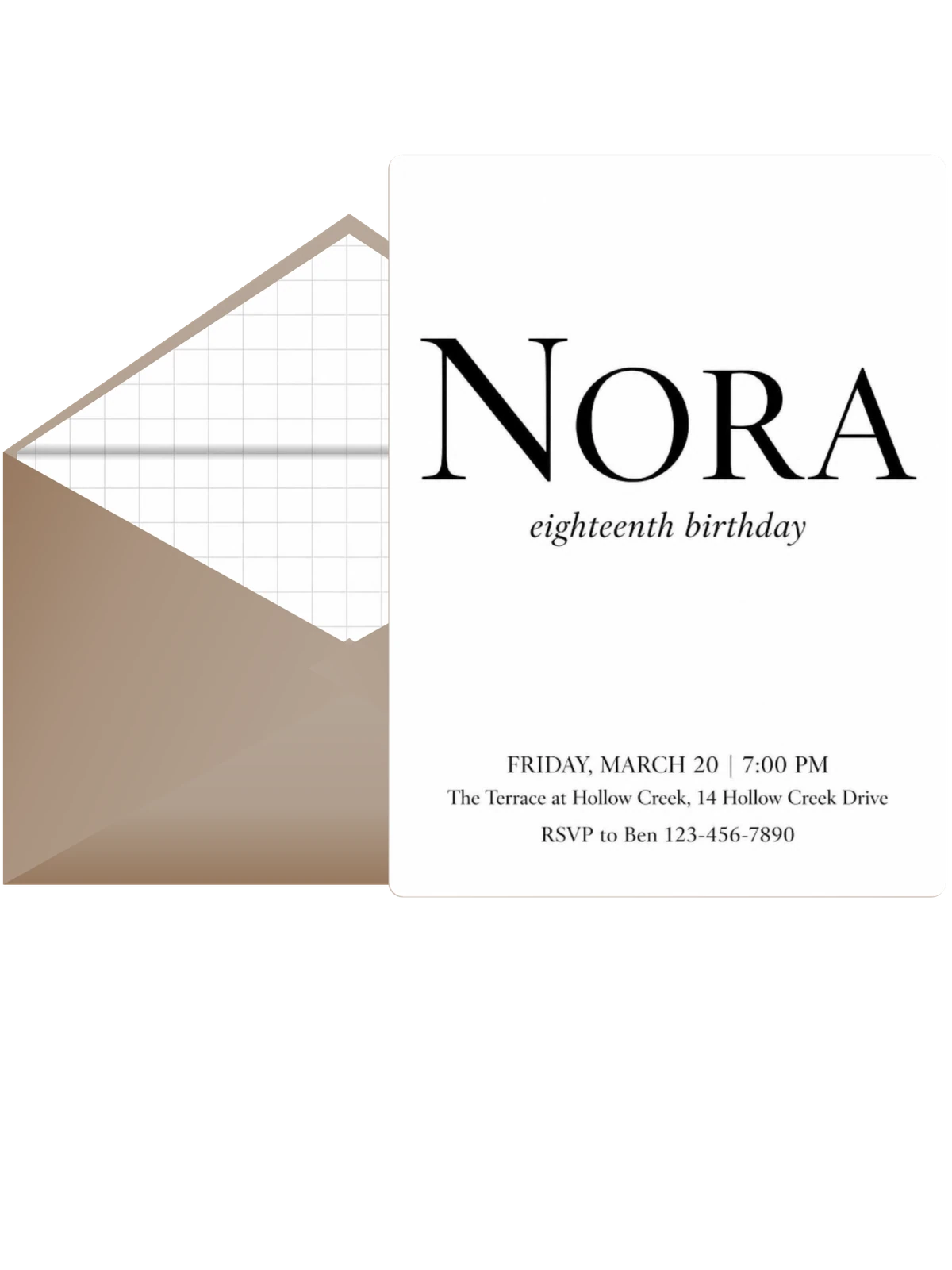 Minimalist Black Serif 18th Birthday Invitation