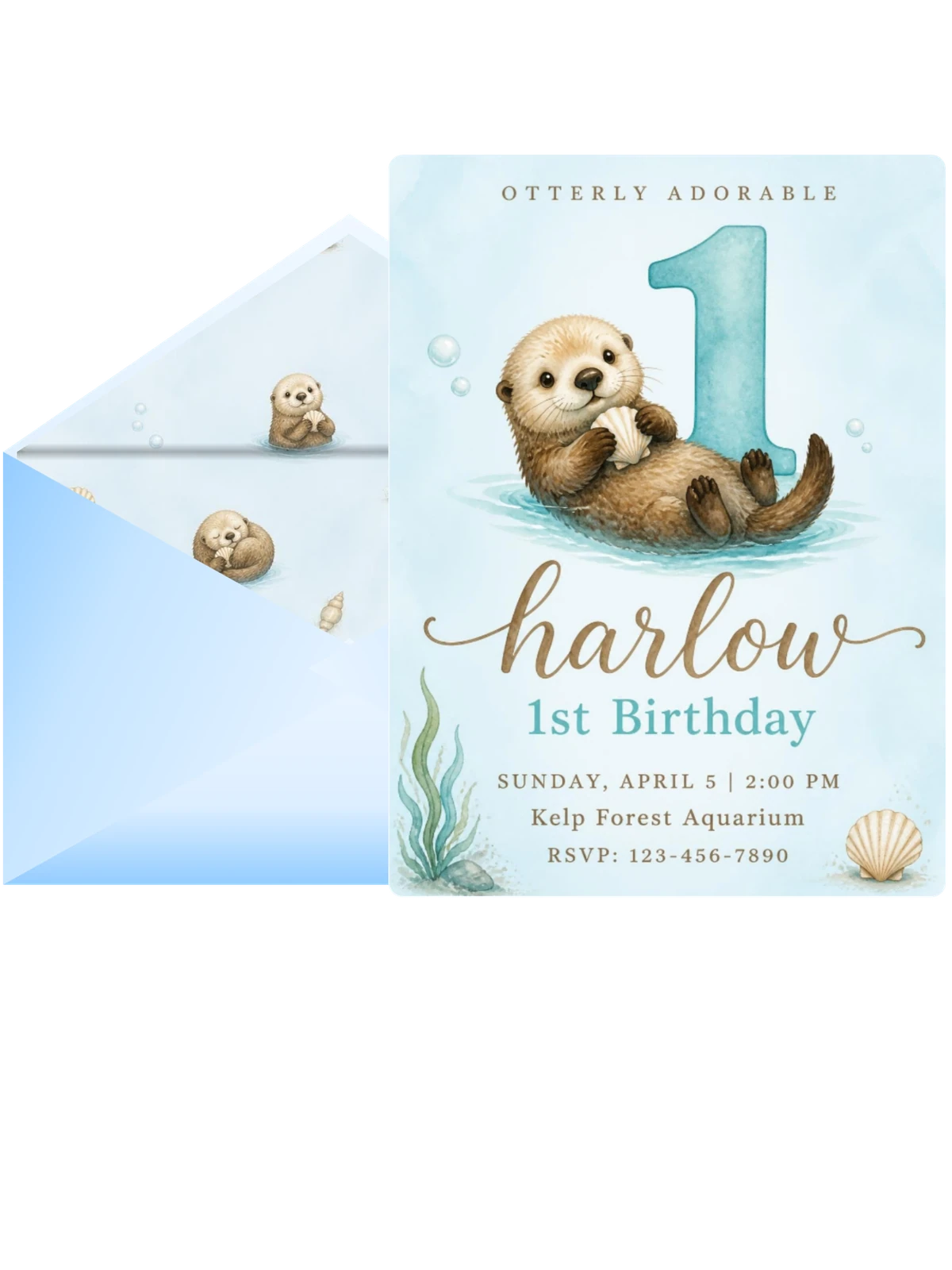 Watercolor Sea Otter 1st Birthday