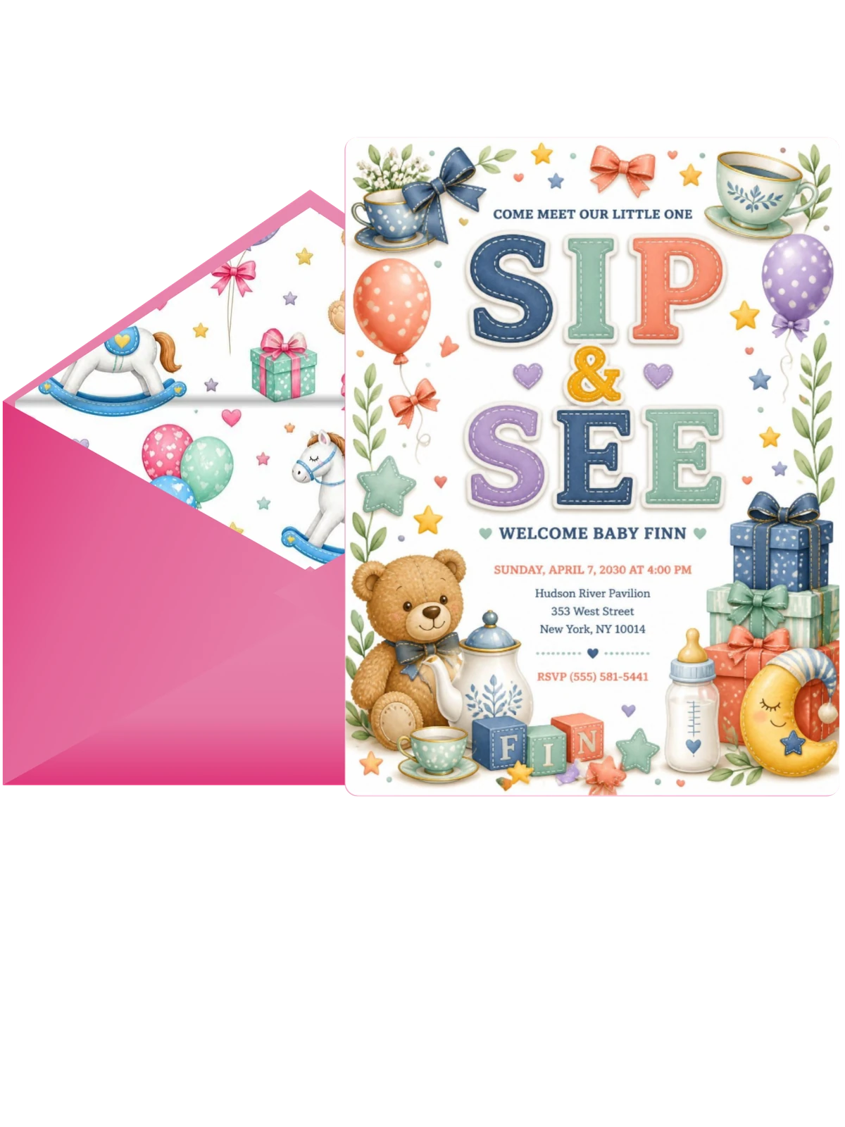 Tea Set Sip and See Invitation