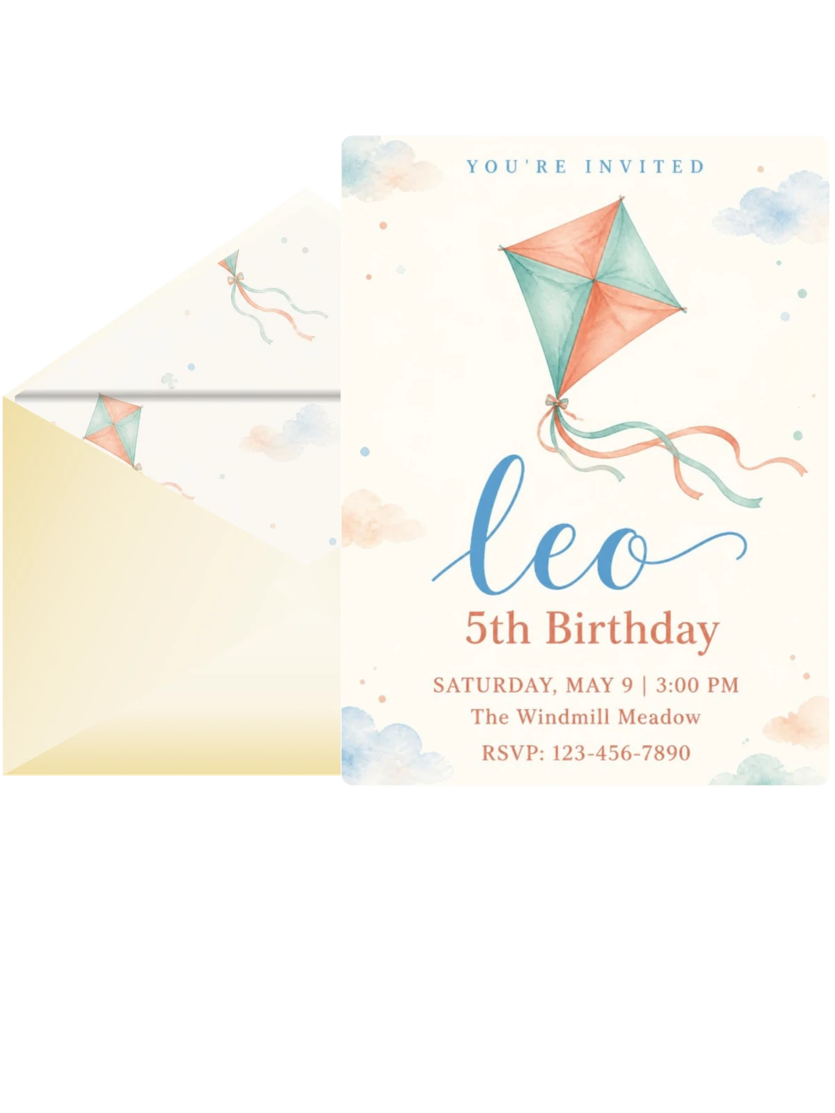 Peach and Blue Kite 5th Birthday