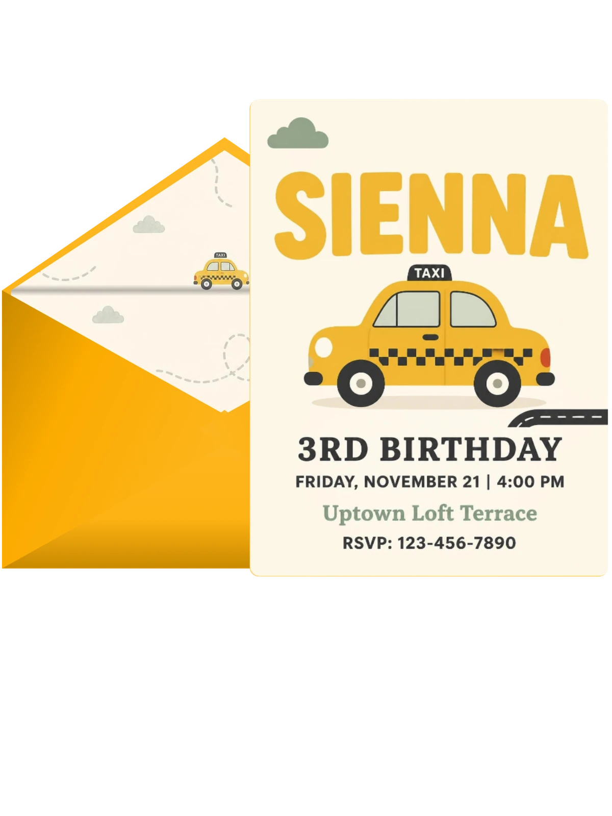 Yellow Taxi Cab 3rd Birthday