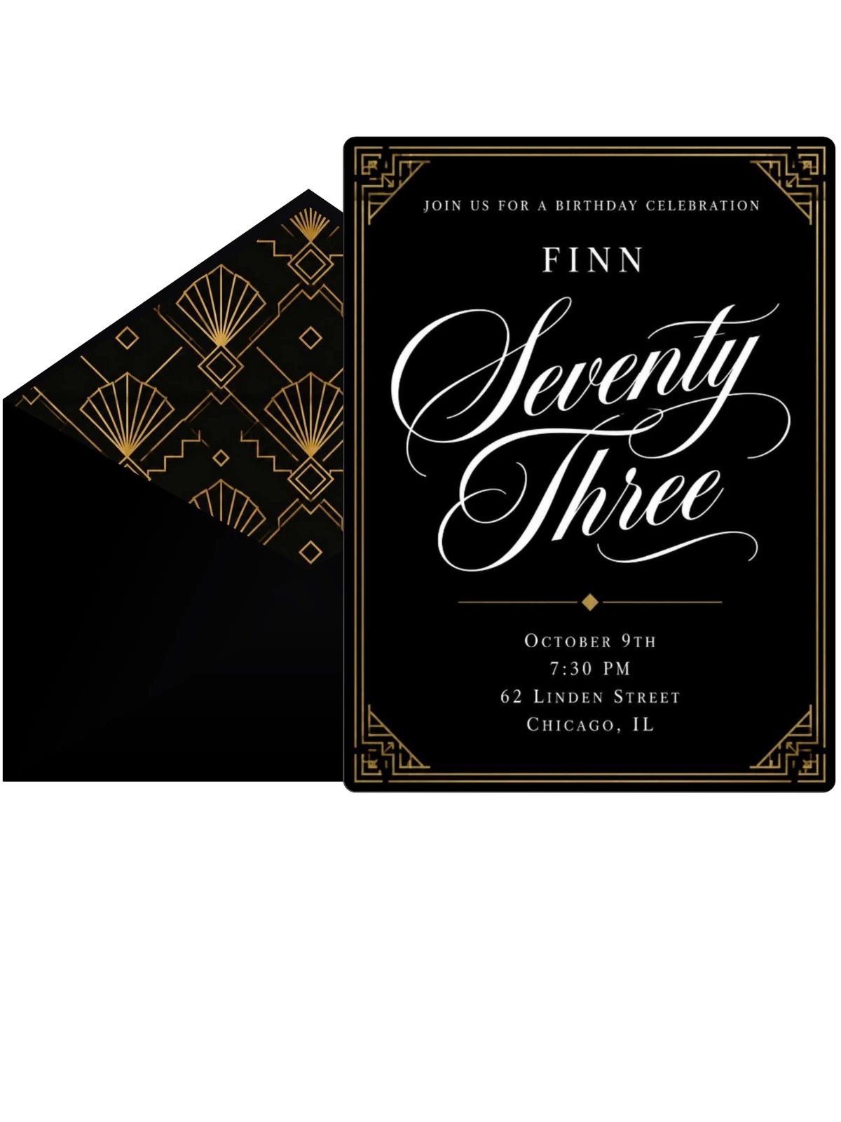 Art Deco 73rd Birthday Invitation