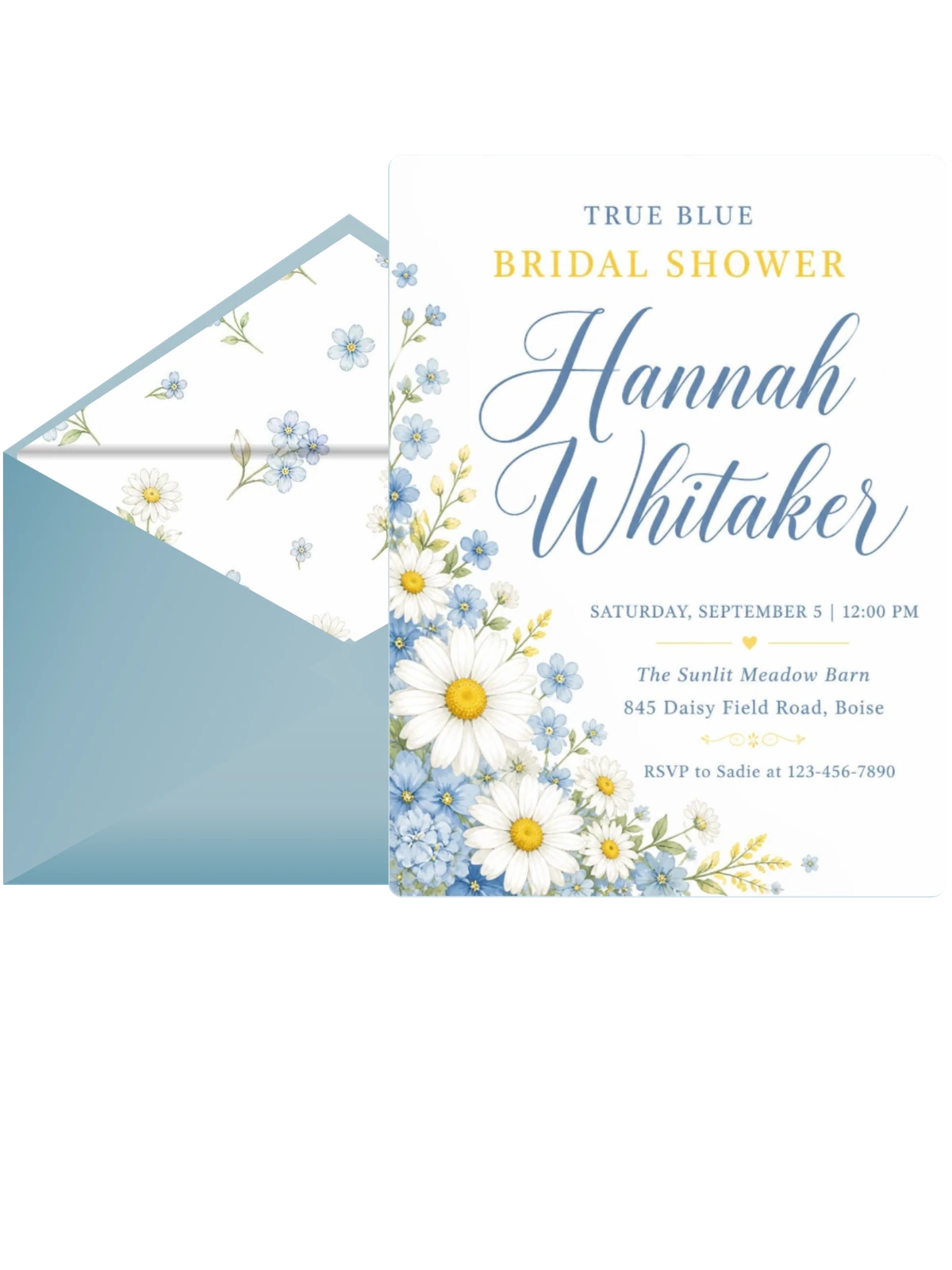 Blue Daisy Watercolor Bridal Shower