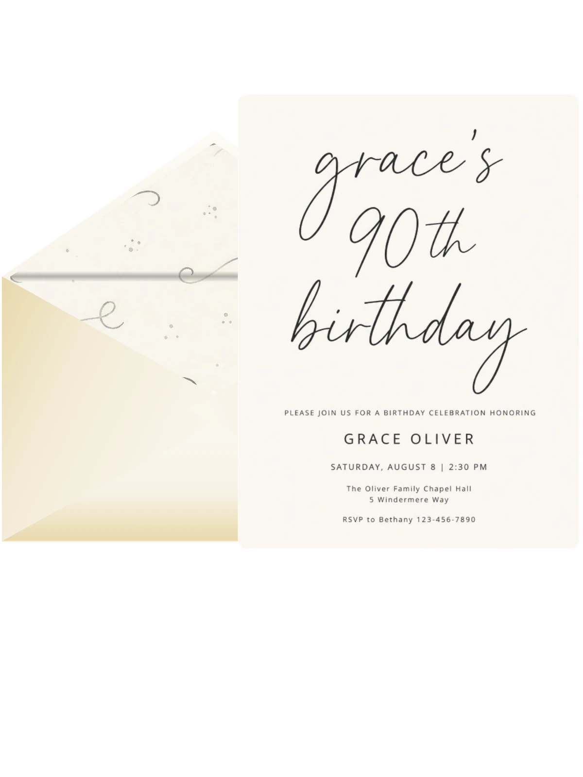 Cream Minimalist Calligraphy Milestone Birthday