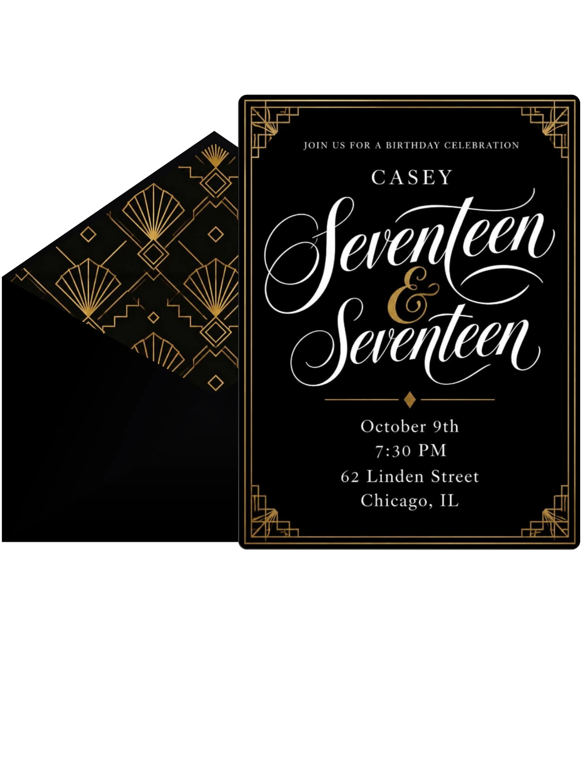 Art Deco 17th Birthday Invitation