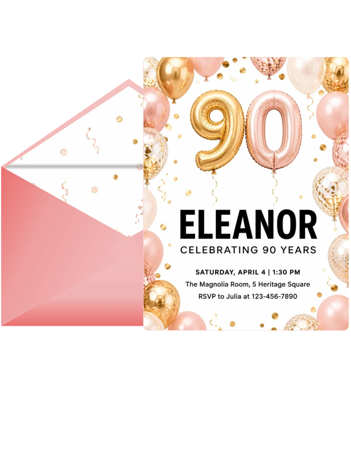 Rose Gold Balloon 90th Birthday