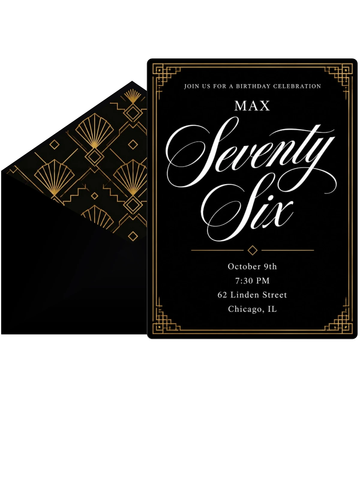 Art Deco 76th Birthday Invitation