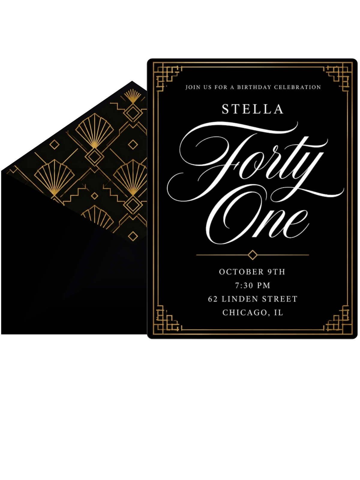 Art Deco 41st Birthday Invitation