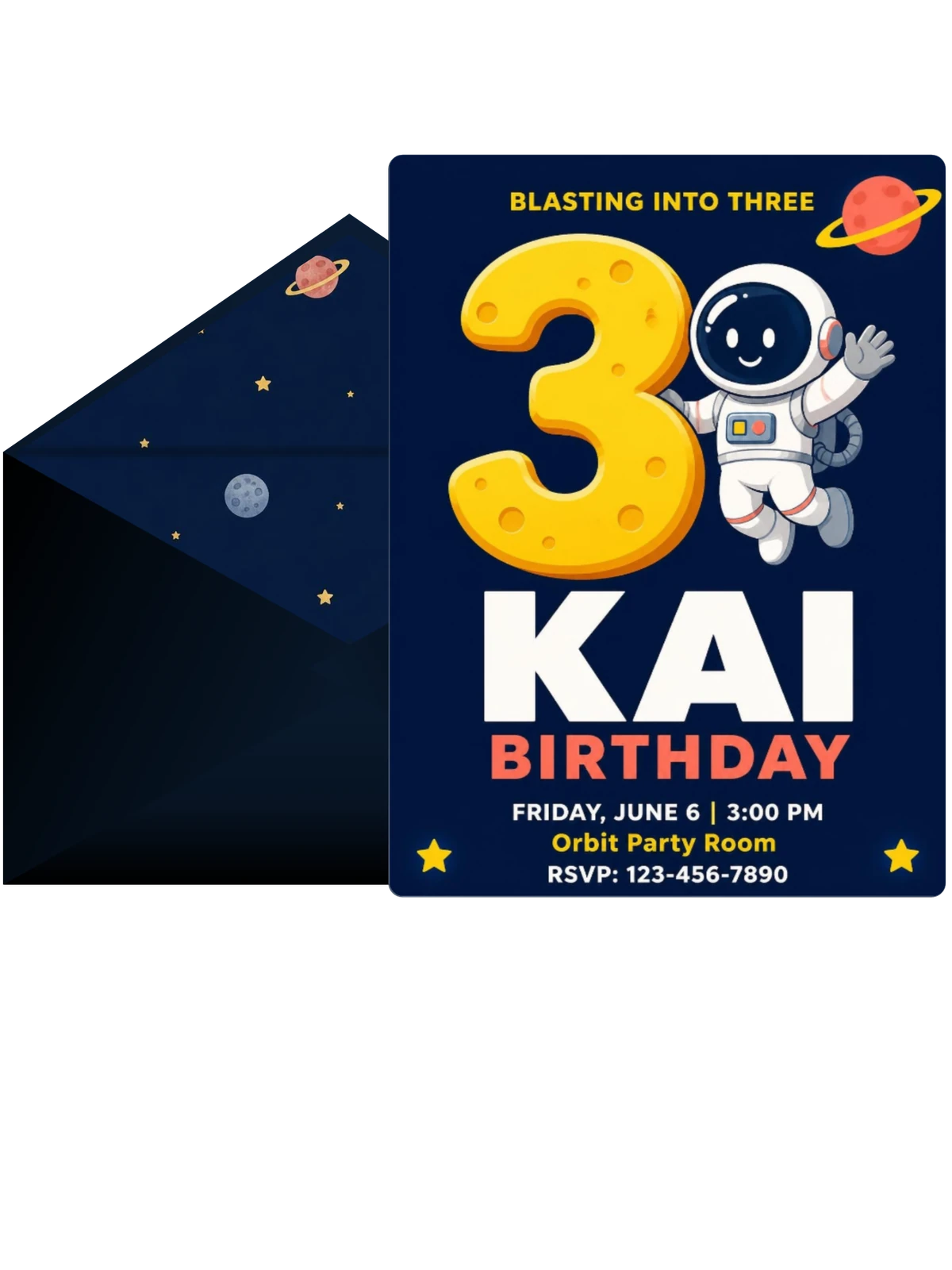 Navy Astronaut Cartoon 3rd Birthday