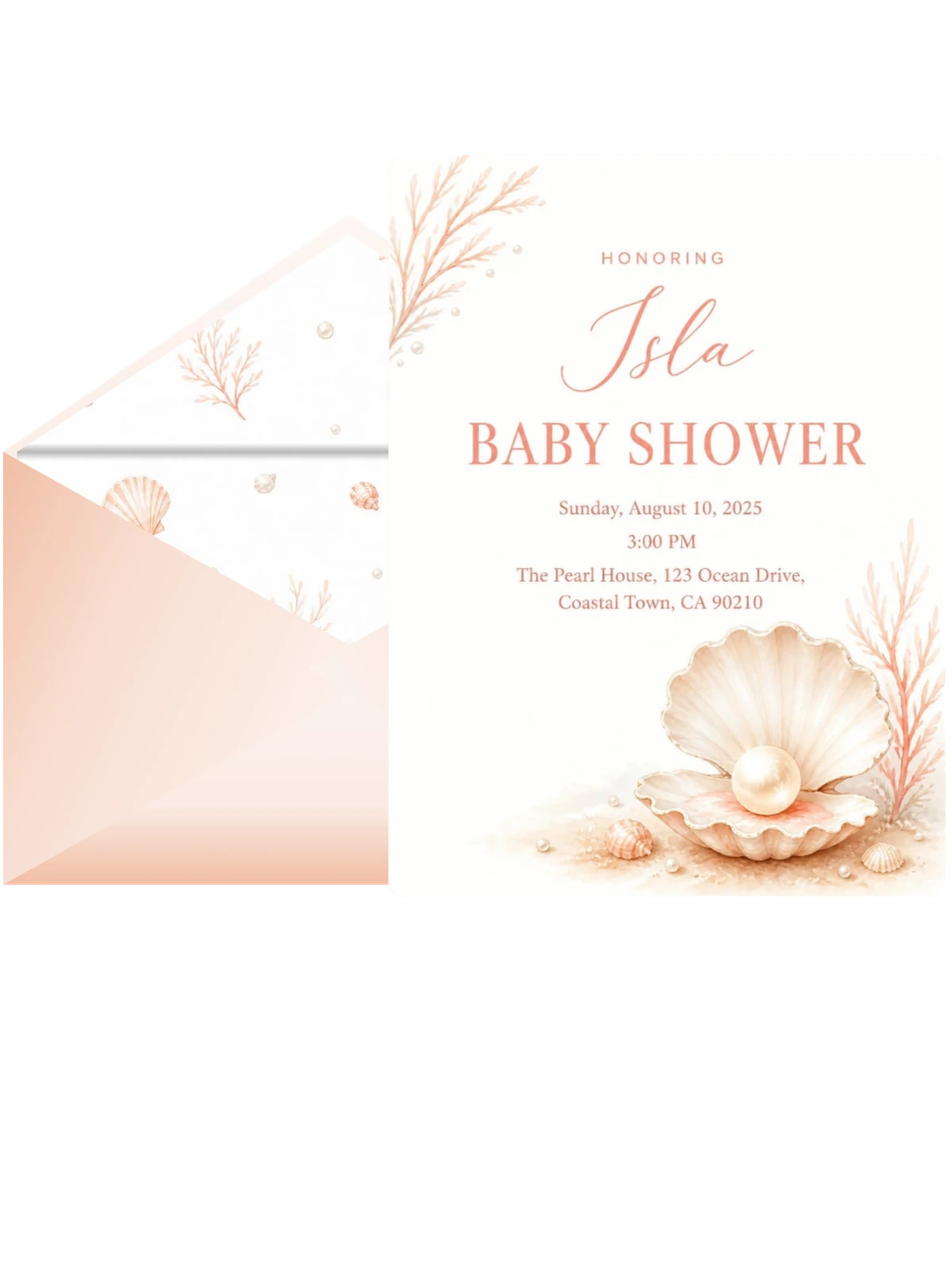 Dusty Pink Coastal Pearl Baby Shower