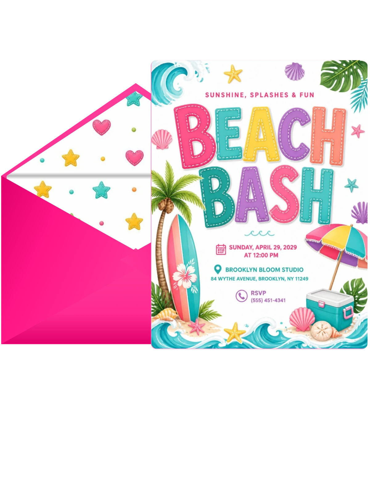 Ocean Waves Beach Party Invitation