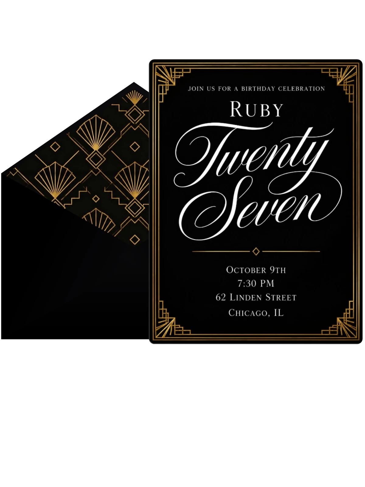 Art Deco 27th Birthday Invitation