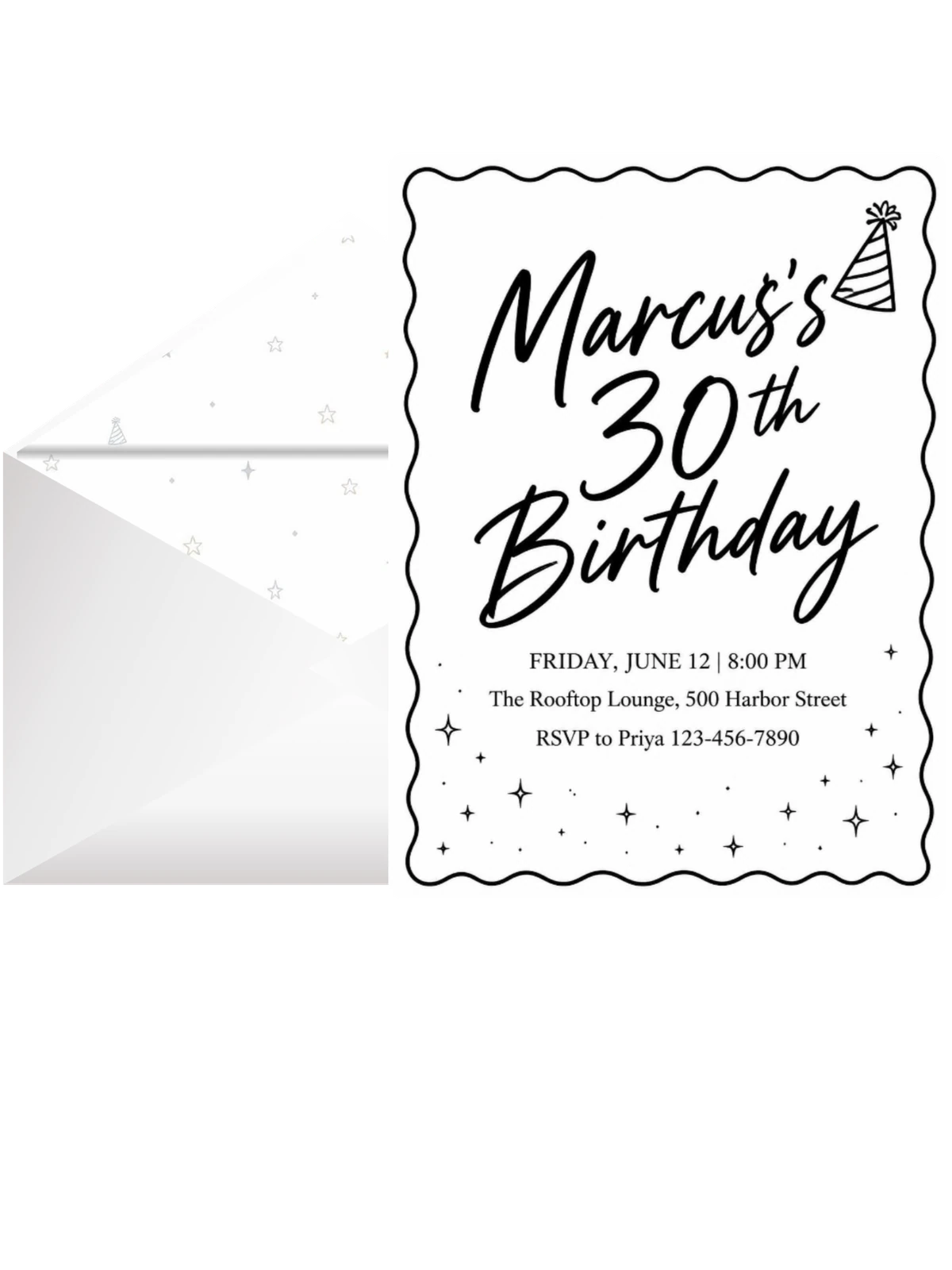 Black and White Scalloped 30th Birthday