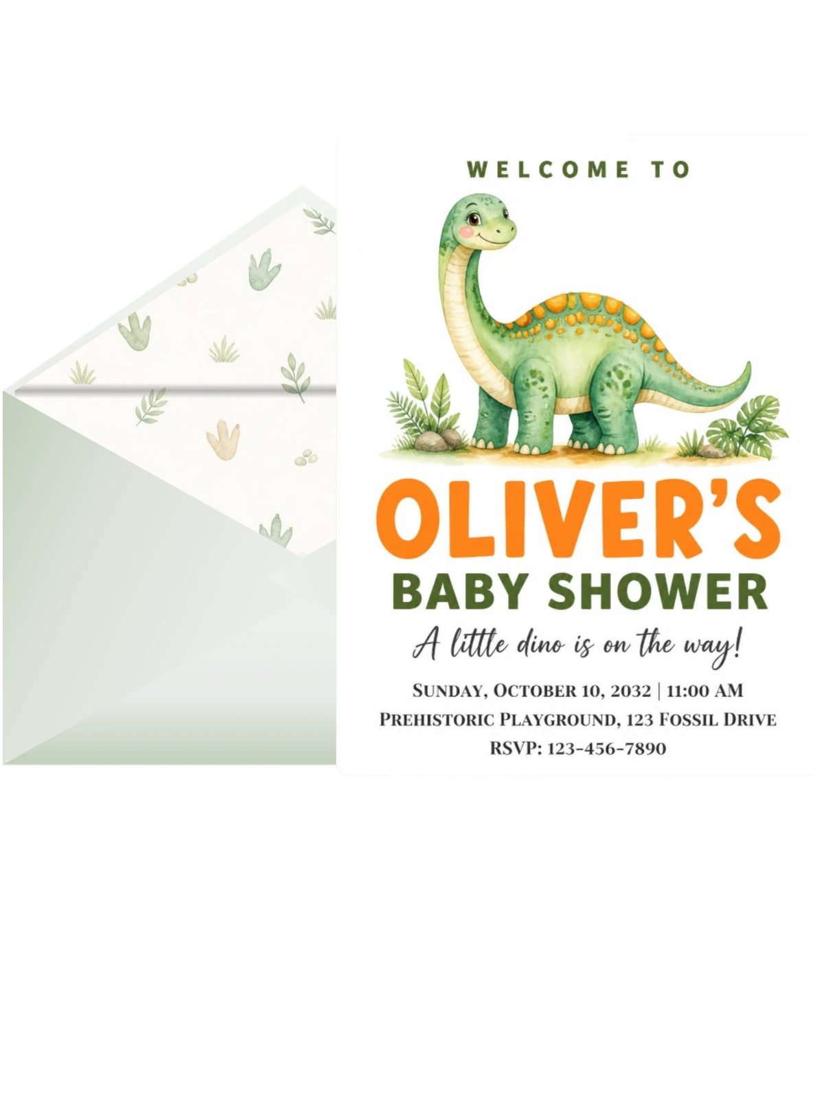 Watercolor Dinosaur Earth Tone Baby Shower