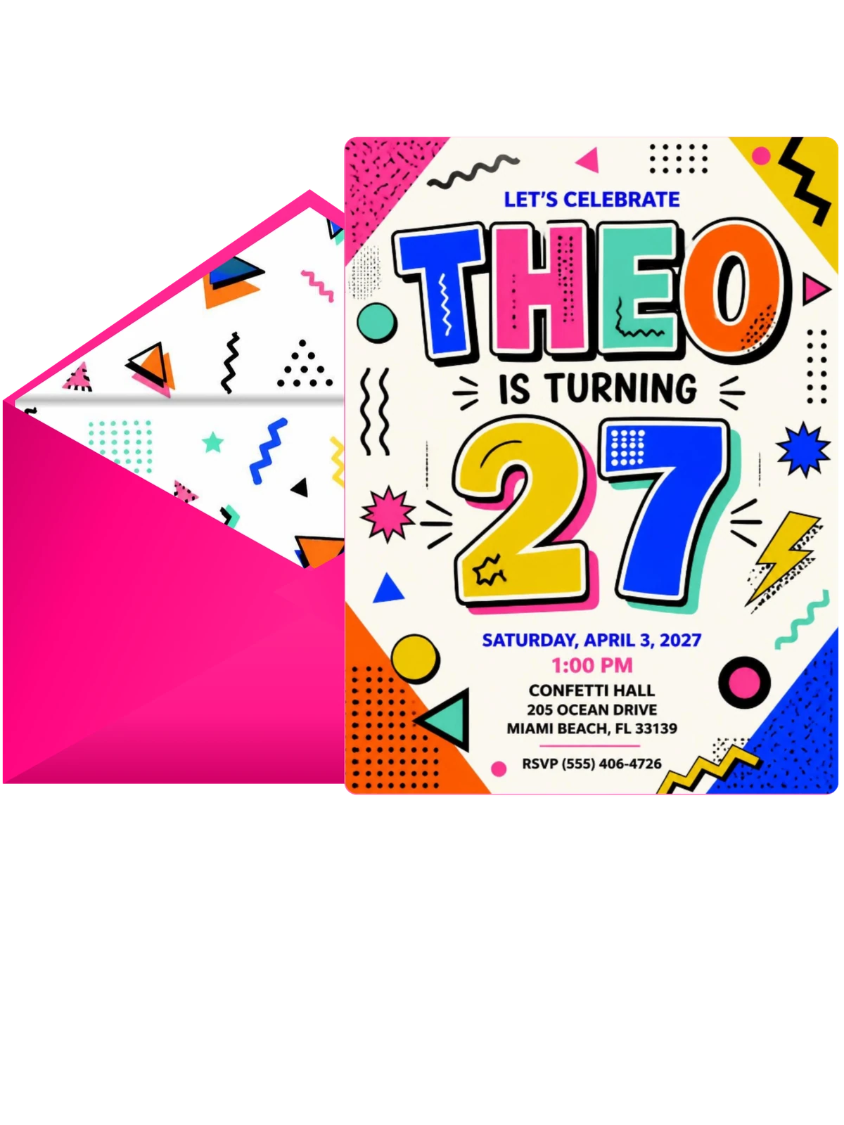 Memphis Pop 27th Birthday Invitation