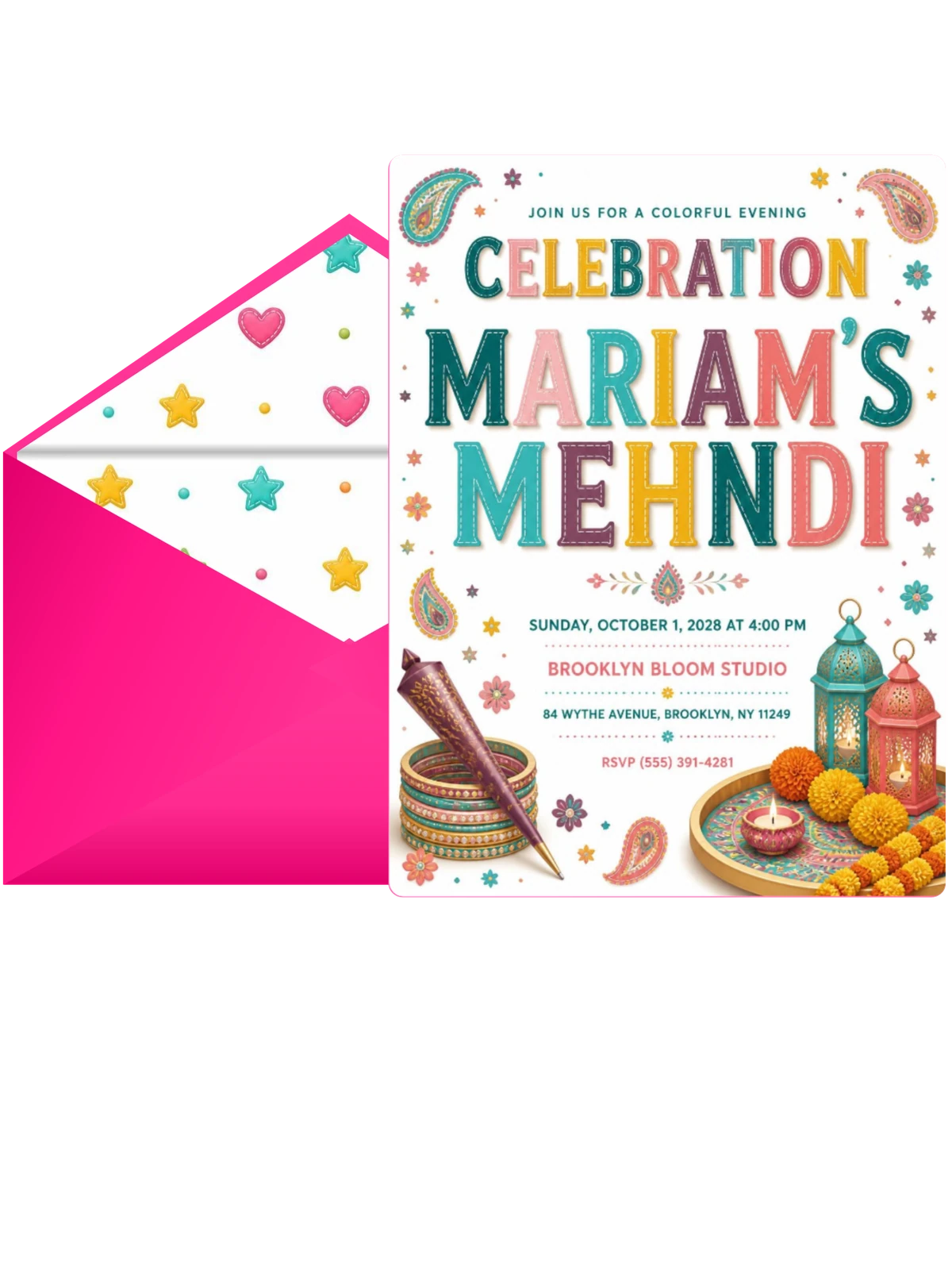 Henna Cone Mehndi Invitation